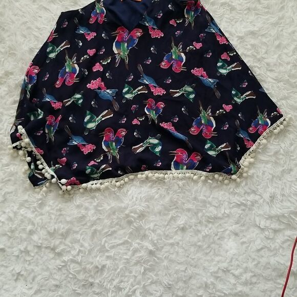 Voom by Joy Han Blue Floral Print Top Sz XS - Picture 4 of 9